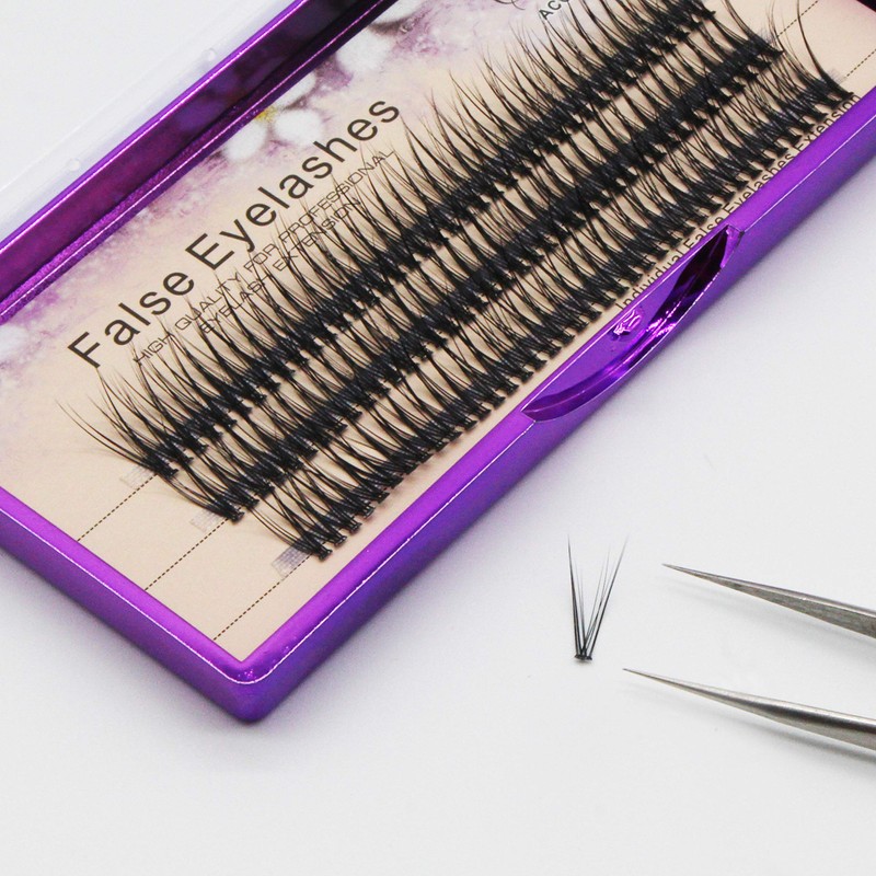 Bodermincer 120pcs D Curl 12D Fish Tail Lash Clusters Natural