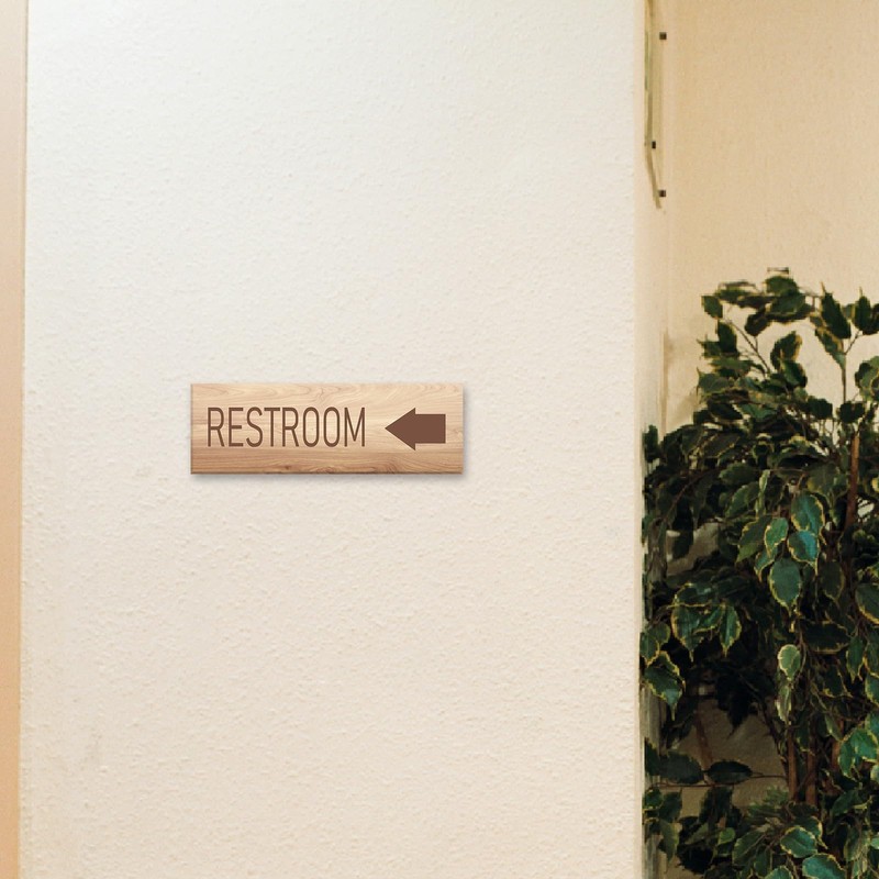 9"x3" Restroom Left Arrow Directional Sign Self-adhesive Door Wall Window