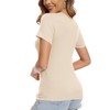 Plus Size Beige V Neck Tee Shirts Short Sleeve Tops