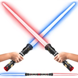 USA Toyz Starfire Galaxy Light Up Saber for Kids or Adults - 2-in-1 LED Dual Light Swords Set with FX Sound, 3 Color Changing LEDs, Retractable, Expandable Light Saber Double-Sided Sword Toy