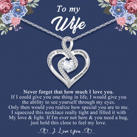 MEMGIFT Infinity Heart Birthstone Necklace for Her - Birthday & Jewelry Gift for Women - Available in April Birthstones