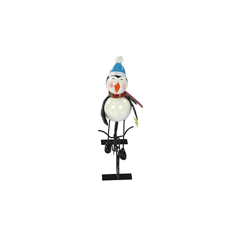 Metal Decorative Figure with Bicycle Penguin