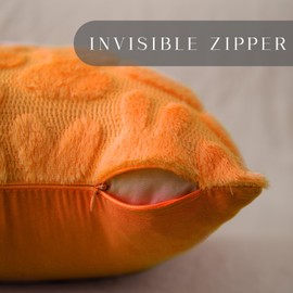 DFXSZ Easter Pillow Covers 18x18 inch Set of 2 Easter Decoration Orange Rabbit Soft Plush Faux Fur Jacquard Throw Pillows for Bedroom Sofa Holiday Festivals Home Decor FHJ-010E18