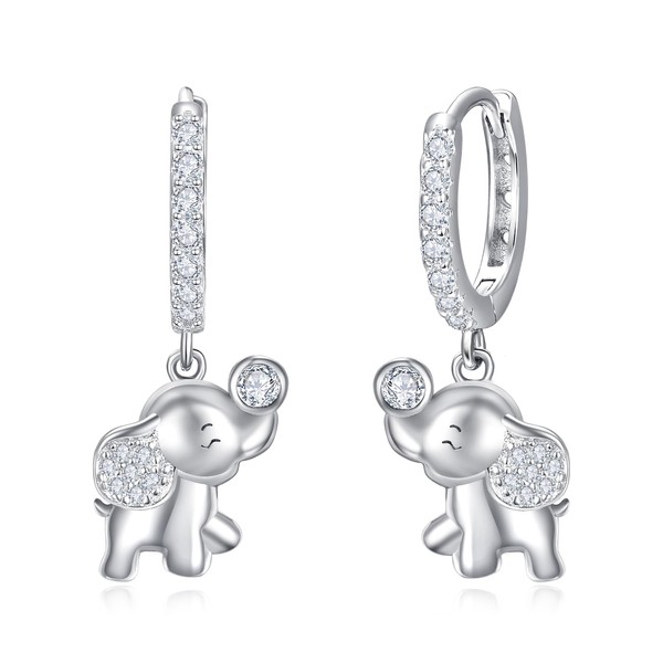 Hypoallergenic Elephant Hoop Earrings for Women 925 Sterling Silver Animal