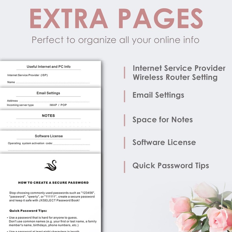 Elegant Password Book with Alphabetical Tabs - Hardcover Password Book
