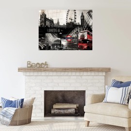 Fine Art Canvas London Canvas Wall Decor by Artist Incado for Living Room, Bedroom, Bathroom, Kitchen, Office, Bar, Dining & Guest Room - Ready to Hang - 32 in x 24 in