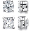 Jstyle 2 Pairs Stainless Steel Stylish Non-Piercing Magnetic Stud Earrings