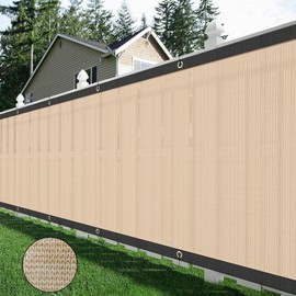 AYOHA 5' x 22' Privacy Fence Screen Fabric Mesh Shade Net Cover, Heavy Duty 160 GSM Privacy Barrier for Chain Link Fence, 90% Privacy Blockage, Excellent Airflow, Cable Zip Ties Included, Beige