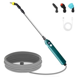 Battery Powered Sprayer Wand,Electric Plant Sprayer Telescopic Watering Wand with 16.4FT Hose,Rechargeable Electric Watering Sprayer Handle with 3 Adjustable Nozzles & Filter for Lawn, Yard and Garden