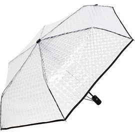 iX-brella Pocket Umbrella Transparent with Lens Effect and Coloured Handle and Edging Band, black, Automatic pocket umbrella