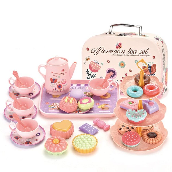 LUFEIS Children's Tea Set, Kitchen Accessories Set for Children, Tin Tea Set, Tea Set for Children to Pretend Play Girls and Boys from 3 Years and Up – 36 Pieces