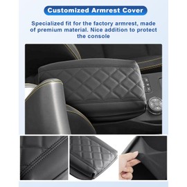 CDEFG Compatible with Ford Ranger T9 2023 2024 2025 Raptor Wildtrak XLT Centre Armrest Armrest Lid Cover Scratch Protection Centre Console Faux Leather Armrest Cover Car Accessories (Thickened Sponge)