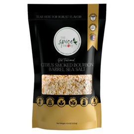 The Spice Theory “Old Fashioned” Citrus Smoked Bourbon Barrel Salt - Caribbean Flavor with NO Artificial Flavors - Physician Crafted Seasoning for citrus marinades, cocktail rims, salad dressings - 4.0 oz. Resealable Stand Up Pouch - Gluten-Free and No M