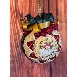 J&L Designs Quilted Christmas Ornament With Santa & Snowman Handmade By J&L Designs
