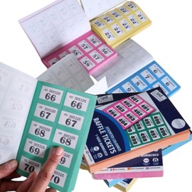 ZEBTON 4 x Raffle Tickets Books 1-1000 Cloakroom Tickets Lucky Draw Tombola Draw Prize Draw and Charity Events Assorted Colors (4)