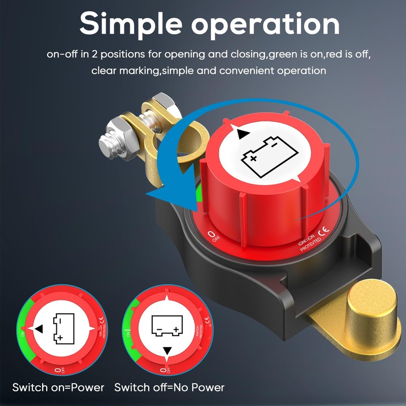 Top Post Battery Disconnect Switch 12v,Battery Kill Switch Negative On/Off