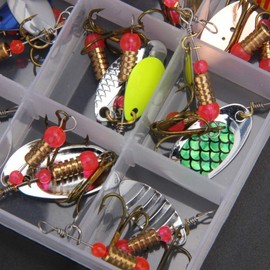 Vogueing Tool Fishing Lures Baits Set, 35pcs Sequins Spinner Fishing Lures with Hook Lifelike Rotating Metal Fishing For Fishing