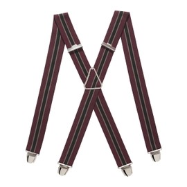 Pierrot Braces for Men Wide Made in Germany / France - Ultra Strong Elastic Band & 4 Extra Strong X-Clips - Adjustable Length up to 130 cm - Lifetime Guarantee, Bordeaux ribbon, Unit size