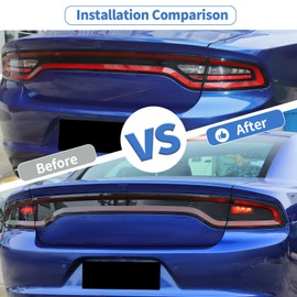 JeCar Smoked Tail Light Covers Rear Brake Light Guards Exterior Accessories Compatible with Dodge Charger 2015-2024, Smoked Black