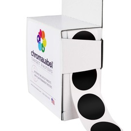 ChromaLabel 1 Inch Permanent Round Target Pasters for Shooting and Marksmanship, 1000 Labels per Dispenser Box, Black