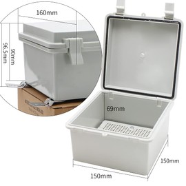 MAKERELE Electrical Weatherproof Outdoor Junction Box Small with Wall Bracket 5.9" 5.9" 3.5" (15015090mm) Universal Durable Cable Enclosure Include Mounting Panel Dustproof with 2 NPT 1/4” Glands