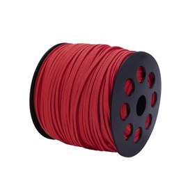 ZhXu Shuo - Cordón plano de gamuza de 2.65 mm x 100 yardas, cuerda de piel con carrete enrollable, cordón de piel sintética para hacer joyas, collares, pulseras, atrapasueños y manualidades (rojo)