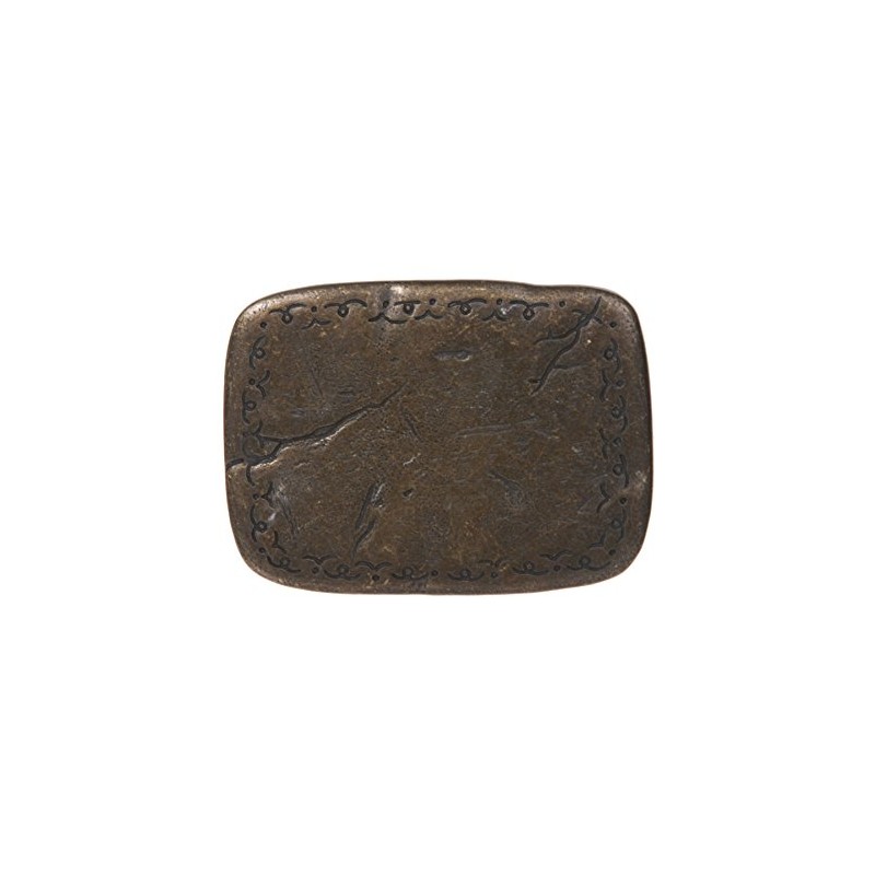 Western Rectangular Hammered Engraving Antique Belt Buckle Color: Antic Brass