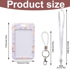 2 Pack Floral Slide Card Holder, Card Holder, Creative Food Card ID Holder for Students, Painted Floral Card Holder and Lanyard or Keychain