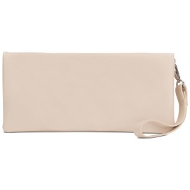 Expatrié Clutch Beige Marie Damen Handtasche aus Veloursleder Imitat - PU Ledertasche Abendtasche Umhängetasche Tasche Schultertasche - Elegante Clutch & Schultertasche in Einem