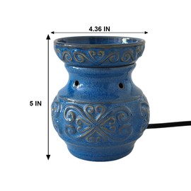 Hosley 2-Pack 5" High Blue Ceramic Electric Warmer Ideal Gift for Wedding Spa Aromatherapy. Use with Wax Melts Cubes and Fragrance Oils