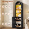 UPOSOJA 72" Tall Arched Narrow Bathroom Storage Cabinet with Lights,