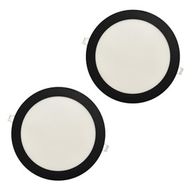 JANDEI - Pack of 2 LED Downlights 18 W Round Recessed Light 1440 Lumen Indoor IP20 Black Painted Frame Diameter 200 - Diameter 205 mm Extra Flat 13 mm Includes Transformer (Neutral White 4200 K)