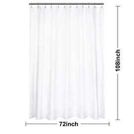 N&Y HOME 108 inch Extra Long Shower Curtain or Liner, Hotel Quality, Washable Fabric, White Bathroom Curtains with Grommets, 72x108