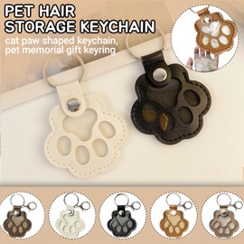 3 Pcs Pet Hair Fillable Keychain,Cat Paw Shaped Leather Keychain For Collecting Cat And Dog Hair,Pet Memorial Gifts for Bag Purse Paw Charm Key Holder.