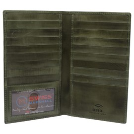 Swiss Marshall RFID Blocking Bifold Genuine Leather Credit Card ID Holder Long Wallet (59S Green)