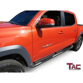 TAC Side Steps Fit 2005-2022 Toyota Tacoma Double Cab Pickup Truck 3" Stainless Steel Side Bars Nerf Bars Running Boards Rock Panel Off Road Exterior Accessories (2 Pieces Running Boards)