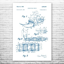 Snow Mobile Poster Print, Ski Gift, Winter Sports, Skiing Gear, Snow Trooper, Ski-doo, Ski Instructor, Ski Lodge, Yamaha Blue & White (20 inch x 24 inch)