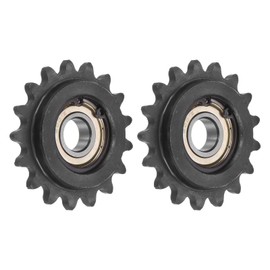 sourcing map #35 Chain Idler Sprocket, 12mm Bore 3/8" Pitch 17 Tooth Sprocket Tensioner, C45 Carbon Steel 35 Roller Chain Sprocket with Bearing for ISO 06C Chain, 2Pcs