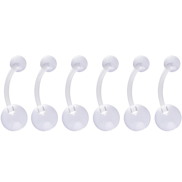 1.6 mm(14 g) Clear Piercing Retainer 6 pcs Flexible Plastic