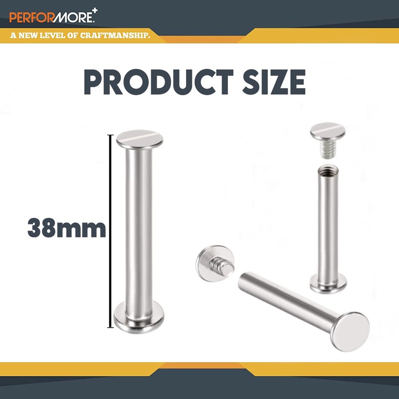 20 Pack of Silver Aluminum Screw Posts, 38mm Metal Chicago