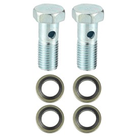 X AUTOHAUX 2 Set Universal Auto Banjo Bolt Brake Fitting Adapter Kit M10 x 1.25 Brake Line Thread Bolt with Washers