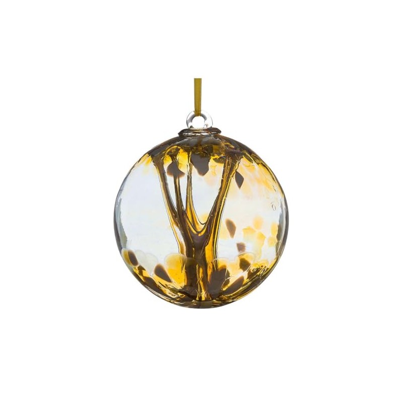 Engagement Gift Spirit Ball, 10cm, Gold with glass strands inside,