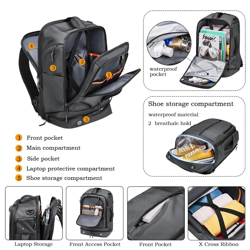 Somago Laptop Backpack Carry On Water Resistant Durable Daypack Backpack