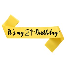 Generic It's My 21st Birthday Sash, Birthday Sash for Girls, Birthday Girl Sash for Boy Birthday Gifts Party Decorations and Supplies, Yellow with Black