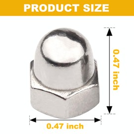 SINGWAYS License Plate Retainer Nuts/Screws Compatible with Volvo XC90/ V90/ S60/ S40/ OEM Part 968458 (Screws onto Existing Stud) - Tall Dome/Acorn Head with Flange Stainless Steel Cap - 8 PCS