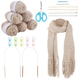 WEBEEDY Knitting Kits for Beginners Adults, Scarf Knitting Kit with Yarn, Knit Needles, Easy to Follow Instruction, Easy Starter Yarn Kits for Women Men Crocheting Accessories Lovely Present