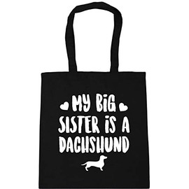 Hippowarehouse My big sister is a Dachshund Tote Shopping Gym Beach Bag 42cm x38cm, 10 litres