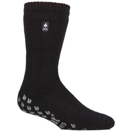 Heat Holders Original Winter Warm Thermal Slipper Socks with Grip Sole Men's Sizes 6-11UK 7-12US (Patras Black)