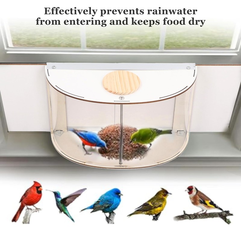 Window Bird Feeder Inside House Rain Proof Adjustable Inlet Stable