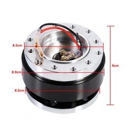 Qiilu Steering Wheel Hub Adapater, 6 Hole Bolt Ball Steering Wheel Quick Release Hub Adapter Snap Off Kit Universal(Black)